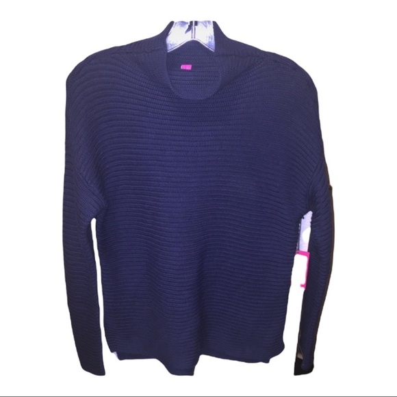 Vince Camuto Cowl Neck Sweater Women’s Navy Blue Oversized Cotton Knit Sweater S - Picture 3 of 5